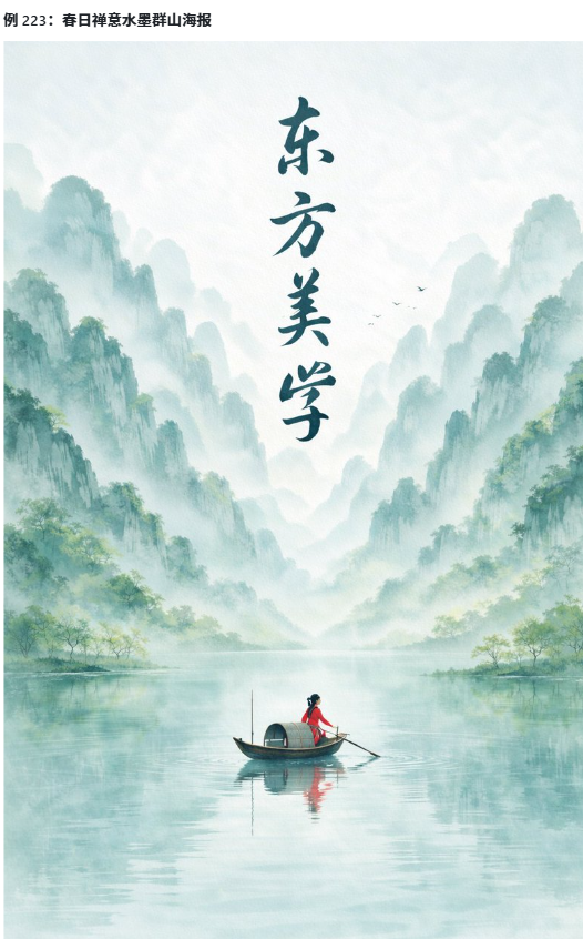 新中式水墨山水海报，竖版