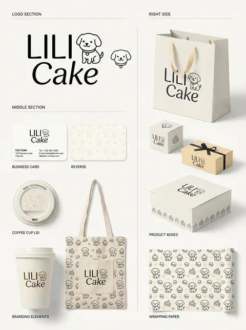 蛋糕店品牌视觉设计|小狗手绘插画