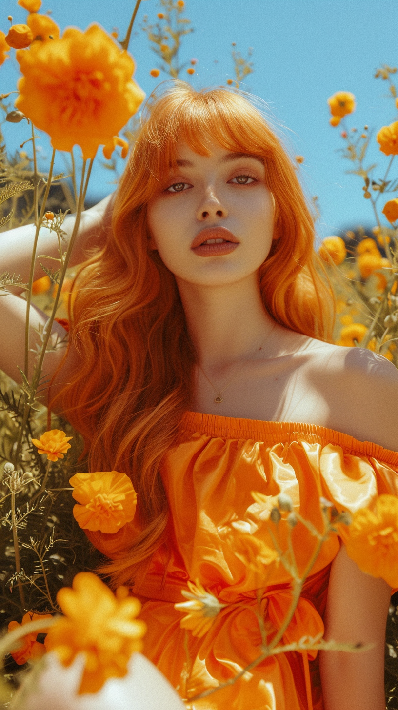 Orange Flower Bed Fashion Photography