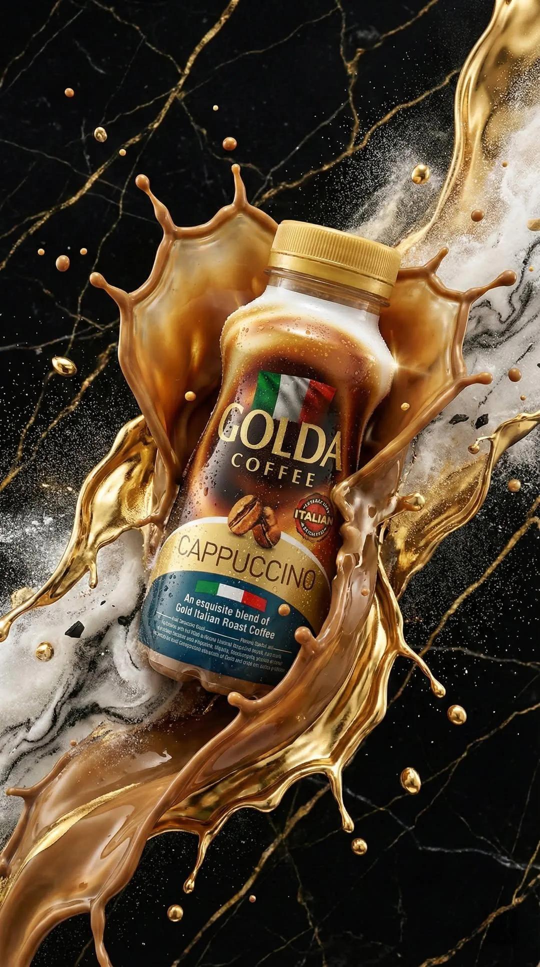 Ultra-realistic Cappuccino Coffee Bottle Advertisement by Nano Banana 2 on @Hailuo_AI