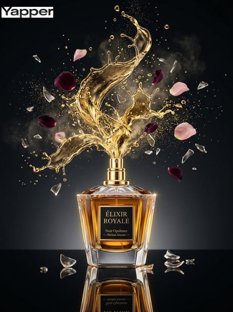 ÉLIXIR ROYALE Noir Opulence - High-Speed Luxury Perfume Commercial Photography