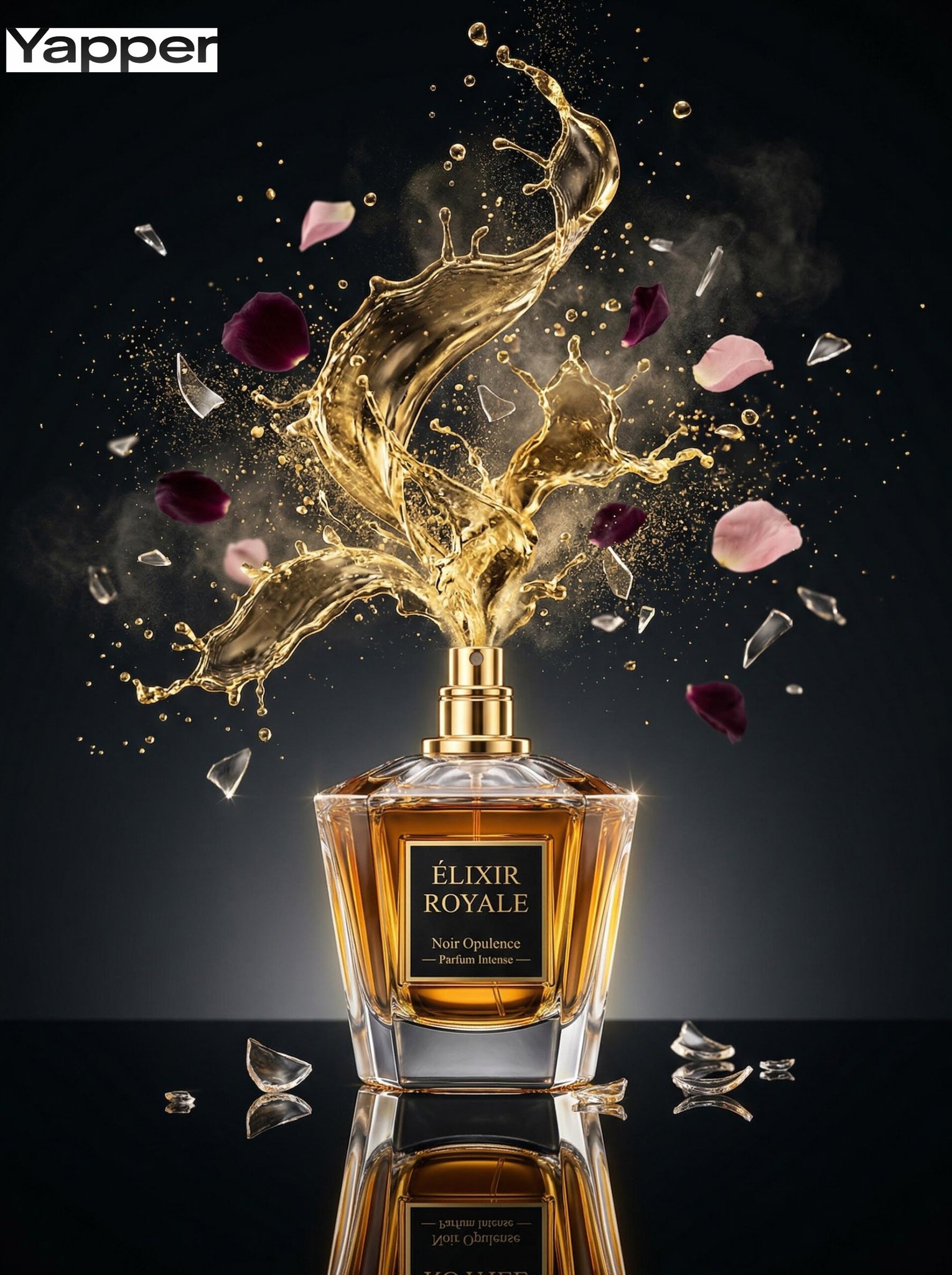 ÉLIXIR ROYALE Noir Opulence - High-Speed Luxury Perfume Commercial Photography
