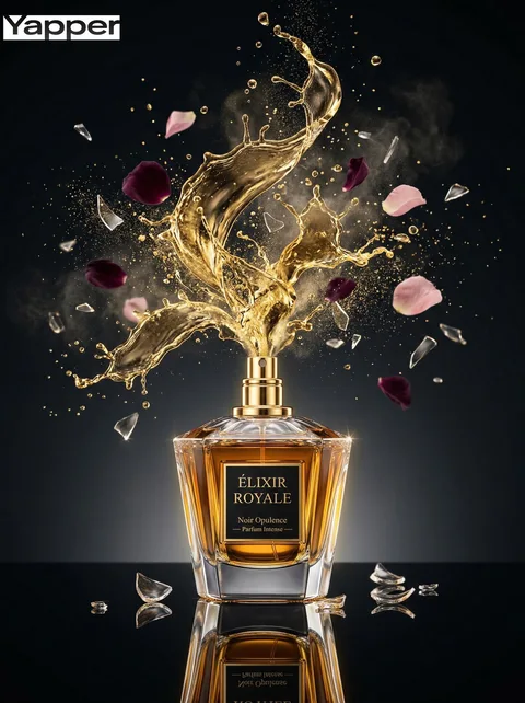 ÉLIXIR ROYALE Noir Opulence - High-Speed Luxury Perfume Commercial Photography