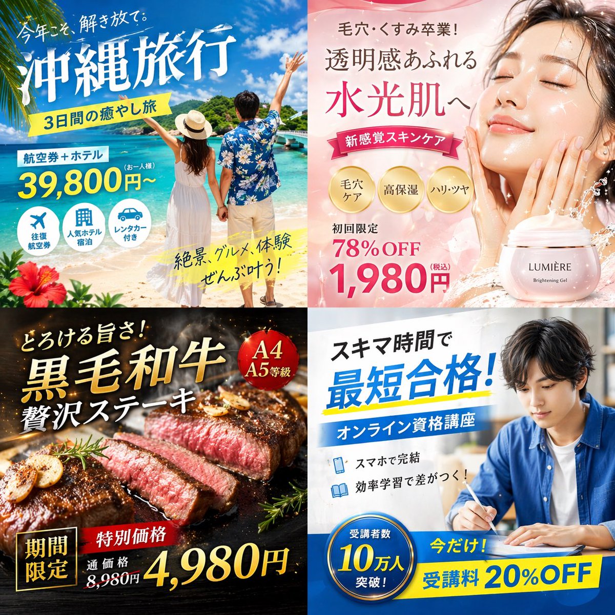4 格日式数字广告横幅网格