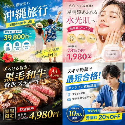 4 格日式数字广告横幅网格