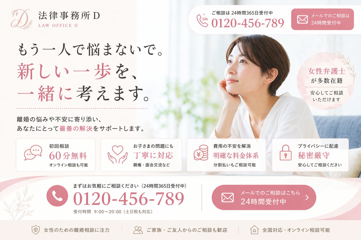 优雅的日本离婚法律服务 LP 首屏设计