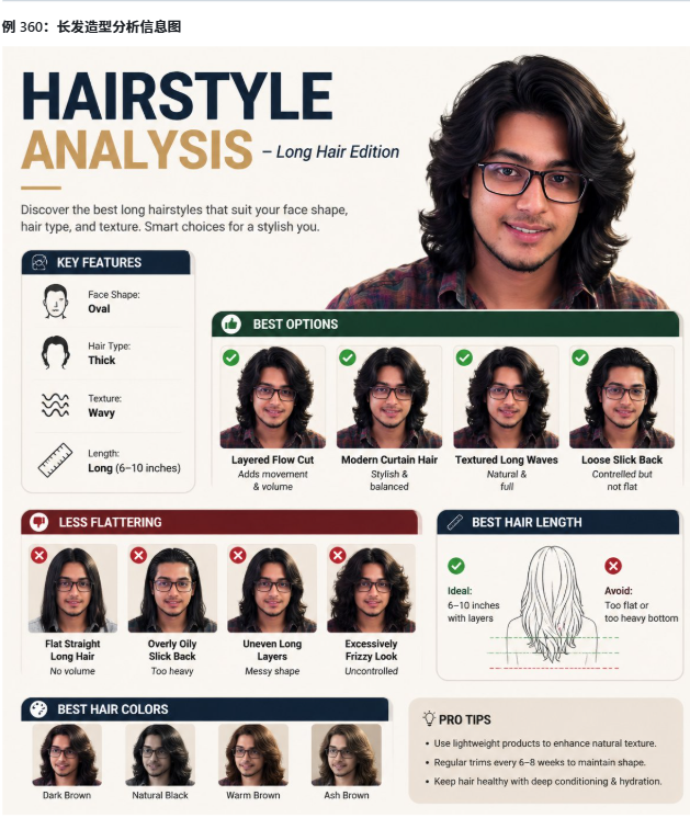 Create a professional "HAIRSTYLE ANALYSIS" infographic with 