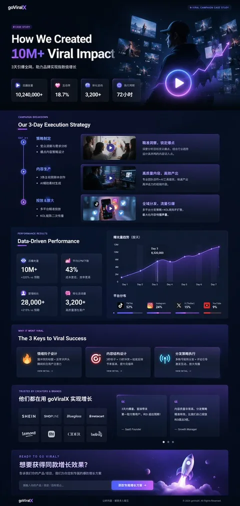 深色模式病毒式营销案例研究落地页